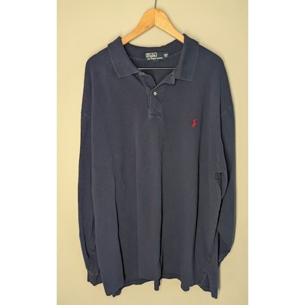 Polo Ralph Lauren Polo Shirt Mens 3XLT Navy Blue Long Sleeve